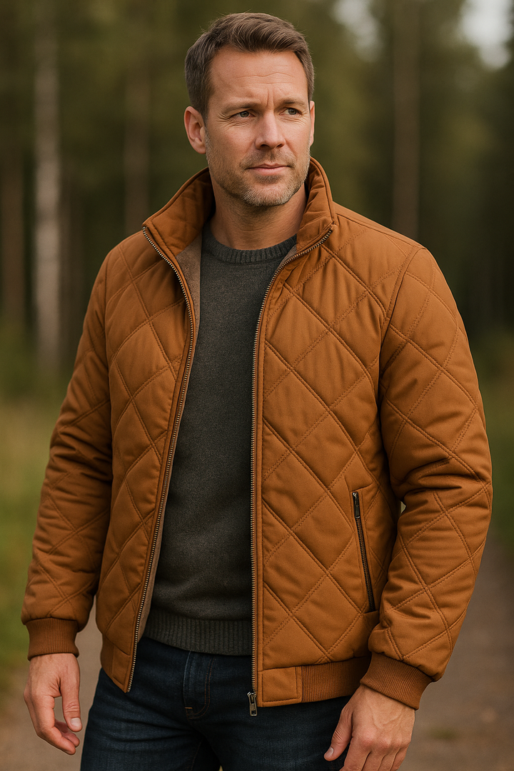Grisson – Jacke Mit Rautenmuster Und Stehkragen