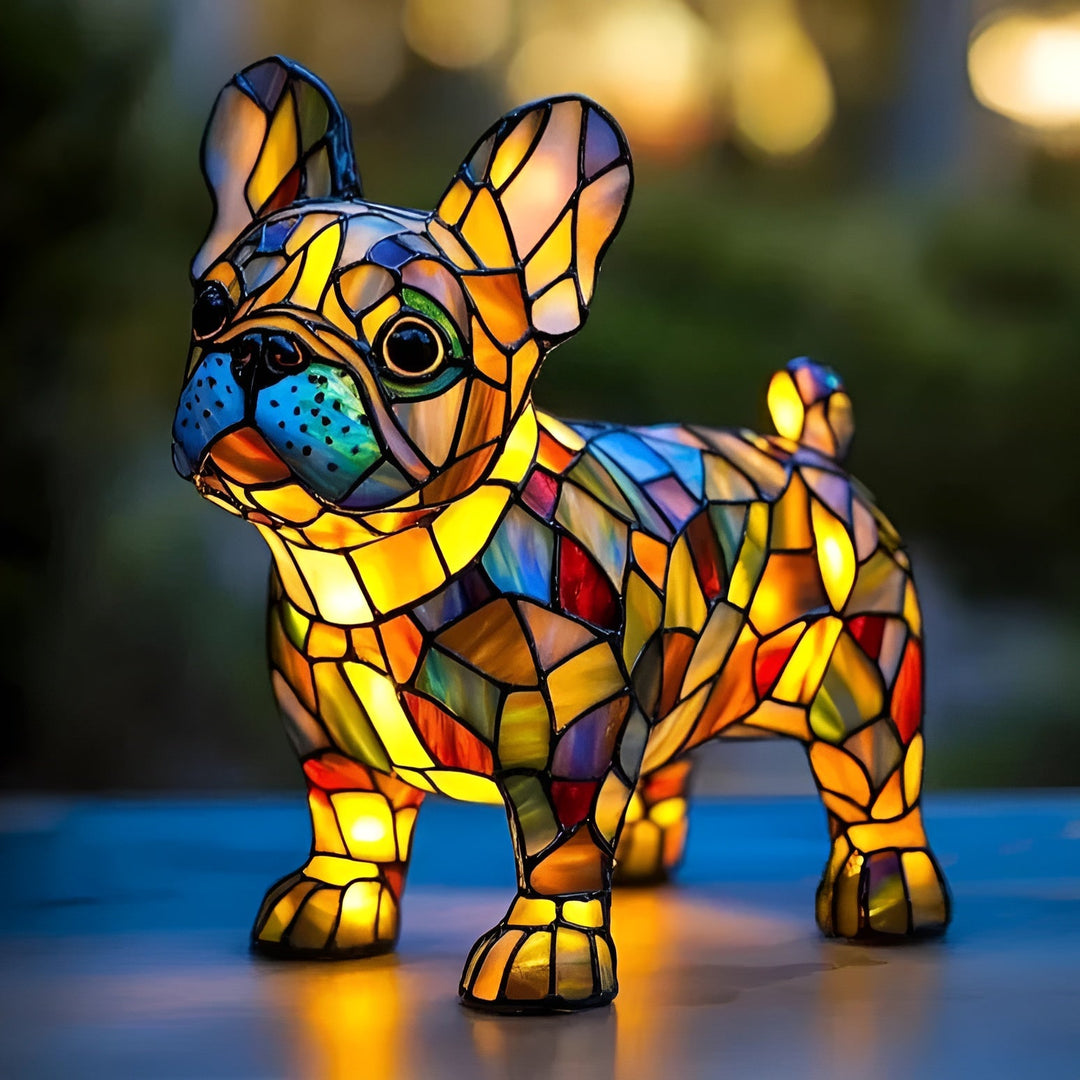 LumiBull – Magische Glasmalerei Hundedekorations Lampe