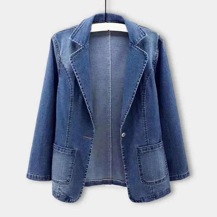 Enara – Fließende Jeans Jacke Mit Taschen