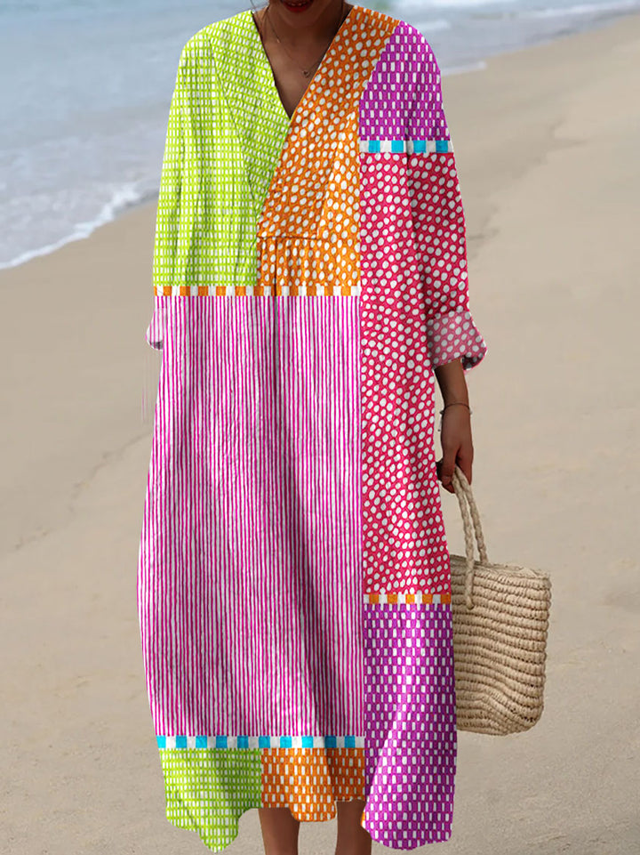 Emiliana – Elegantes Langärmeliges Kleid Mit Drucken