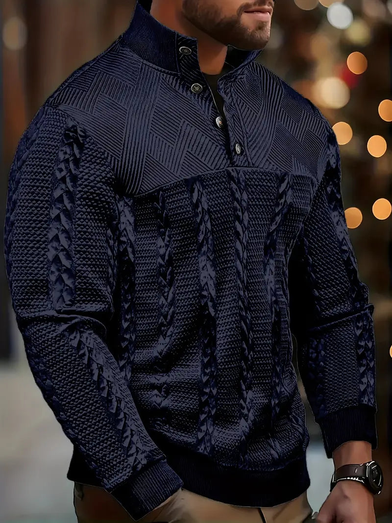 Dawson – Langärmeliger Henley Pullover Mit Streifenmuster