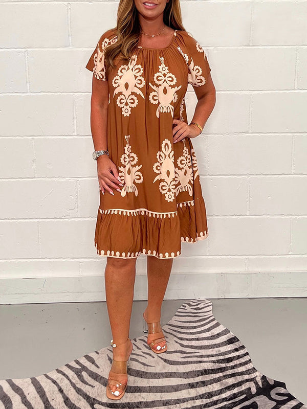 Ranee - Kleid Mit Geometrischem Muster Und Quadratischem Ausschnitt