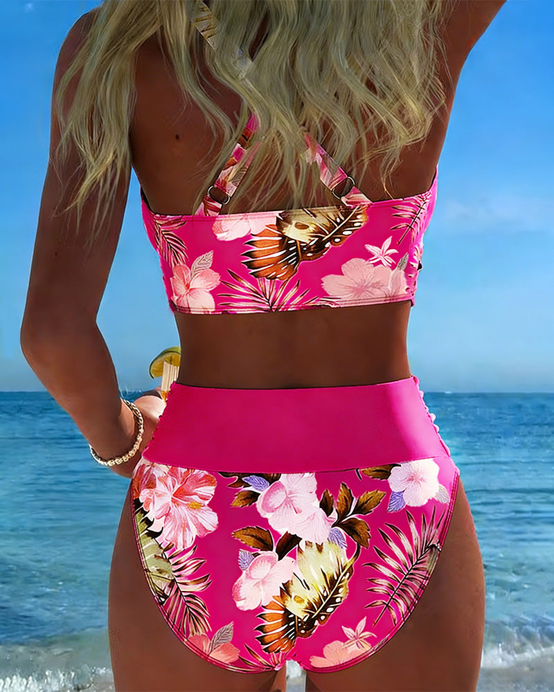 Hinari – Bikini Set Mit Blumenmuster Und Hoher Taille