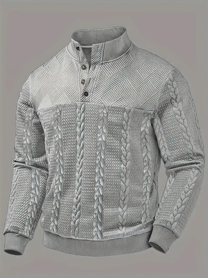 Dawson – Langärmeliger Henley Pullover Mit Streifenmuster