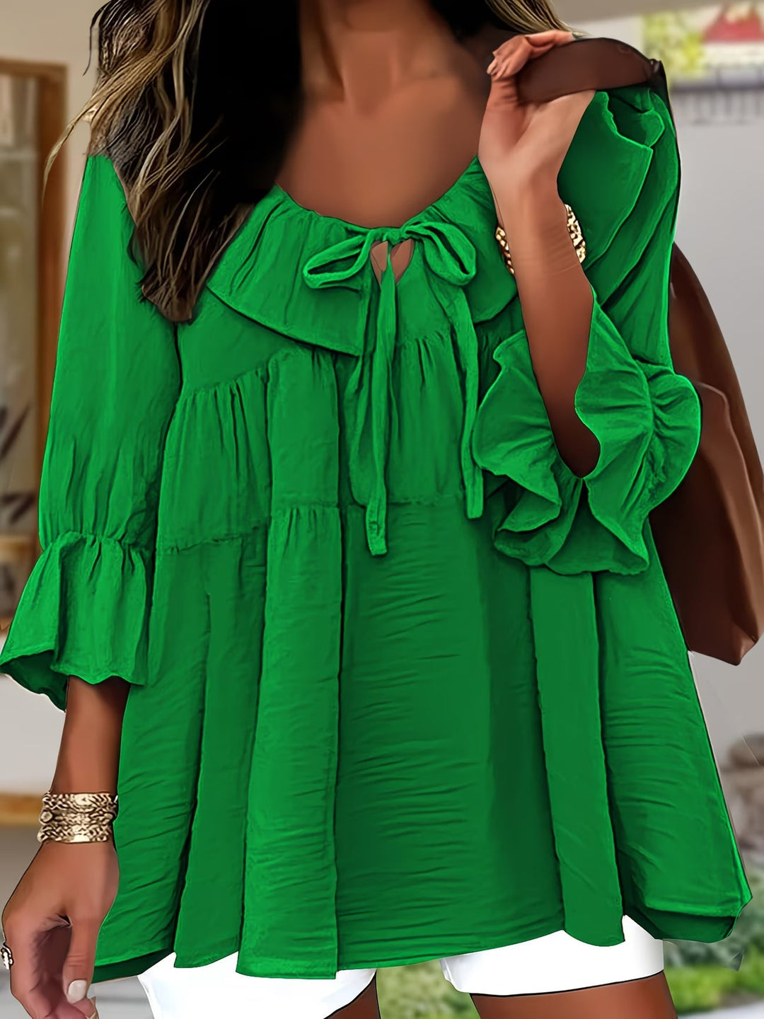 Garbine – Elegante Bluse Mit Rüschen Am Ausschnitt