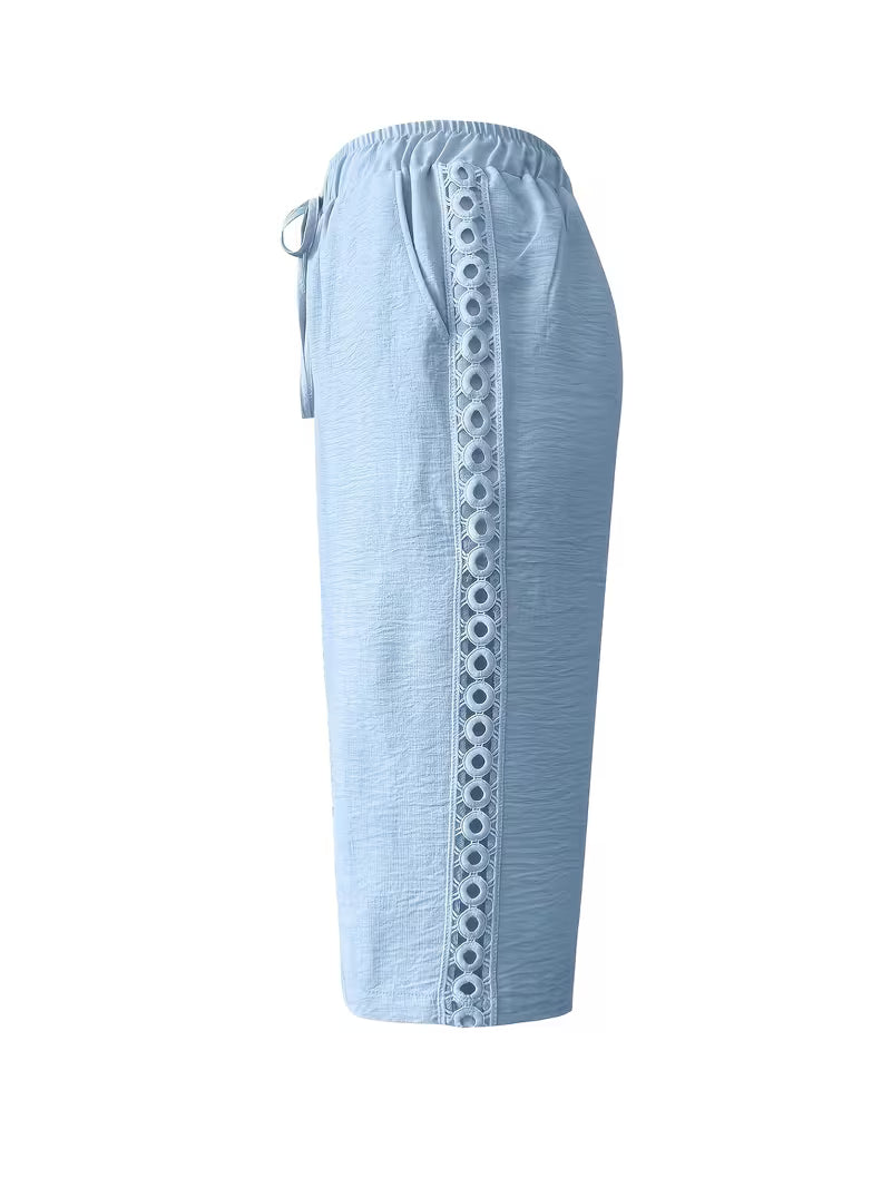 Arnisa - Bequeme Sommerhose Mit Seitlichen Spitzen Einsätzen