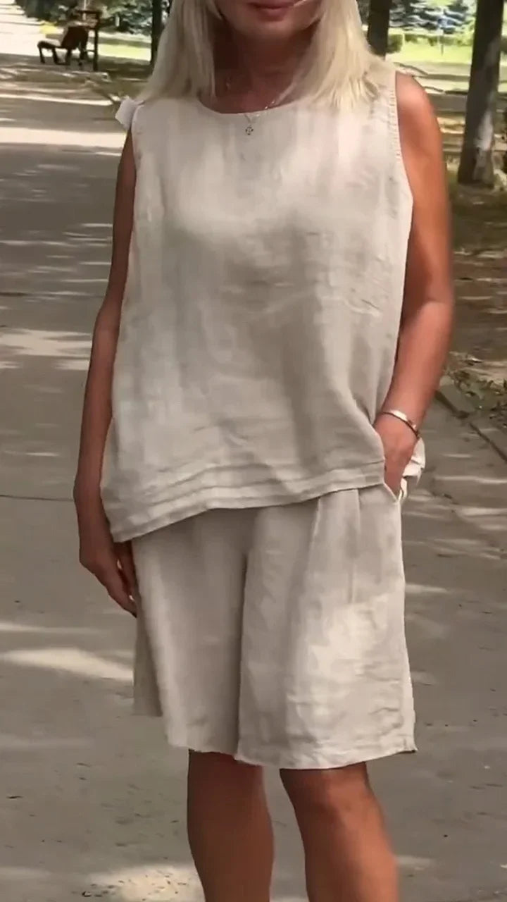 Jileana – Atmungsaktive, ärmellose Bluse Und Lockere Kurzhosen