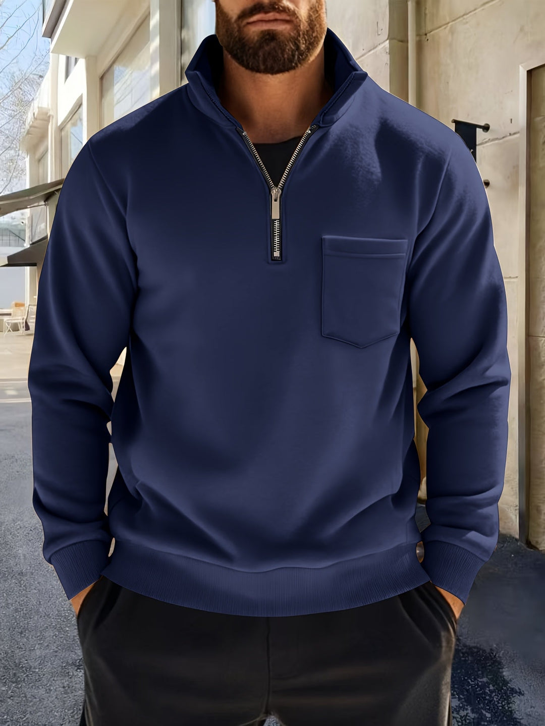 Nistor – Langarmshirt Mit Halbem Reißverschluss