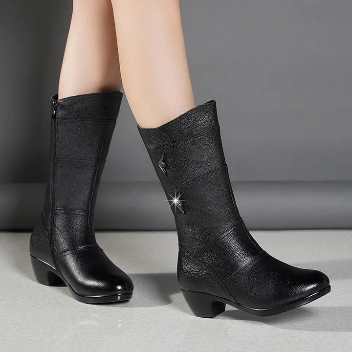 joania – Lederstiefel Mit Seitlichem Reißverschluss