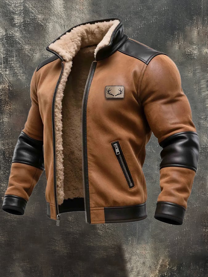 Labuschagne – Warme Vintage Jacke Aus Wildleder Und Leder