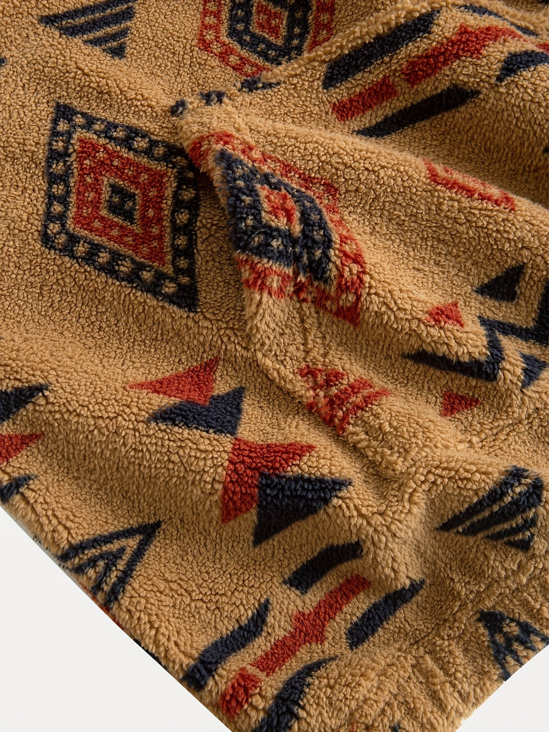 Jacco – Sweatshirt aus Fleece mit halbem Reißverschluss und geometrischem Print