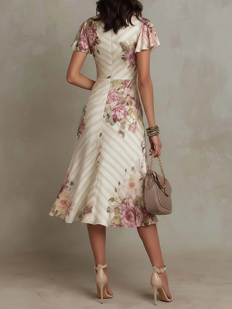 Neomi – Elegantes Retro-Kleid Aus Satin Mit Blumenmuster