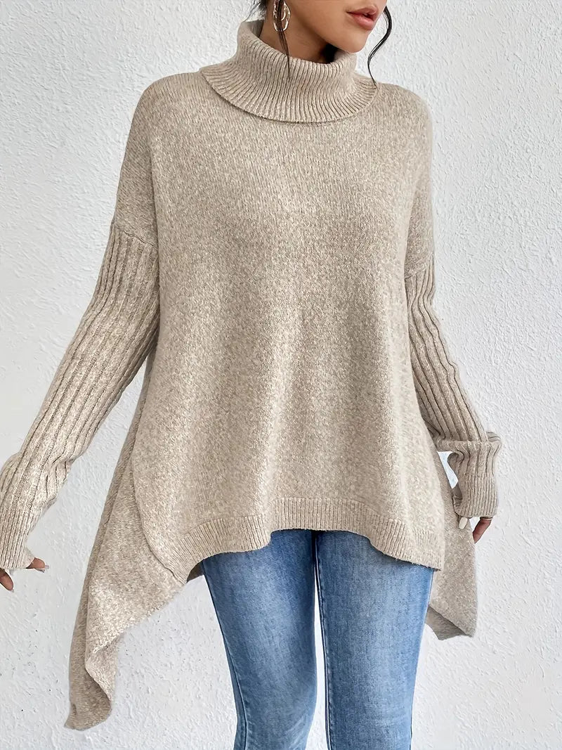 Laora – Lässiger Pullover Mit Langen Ärmeln Und Hohem Kragen