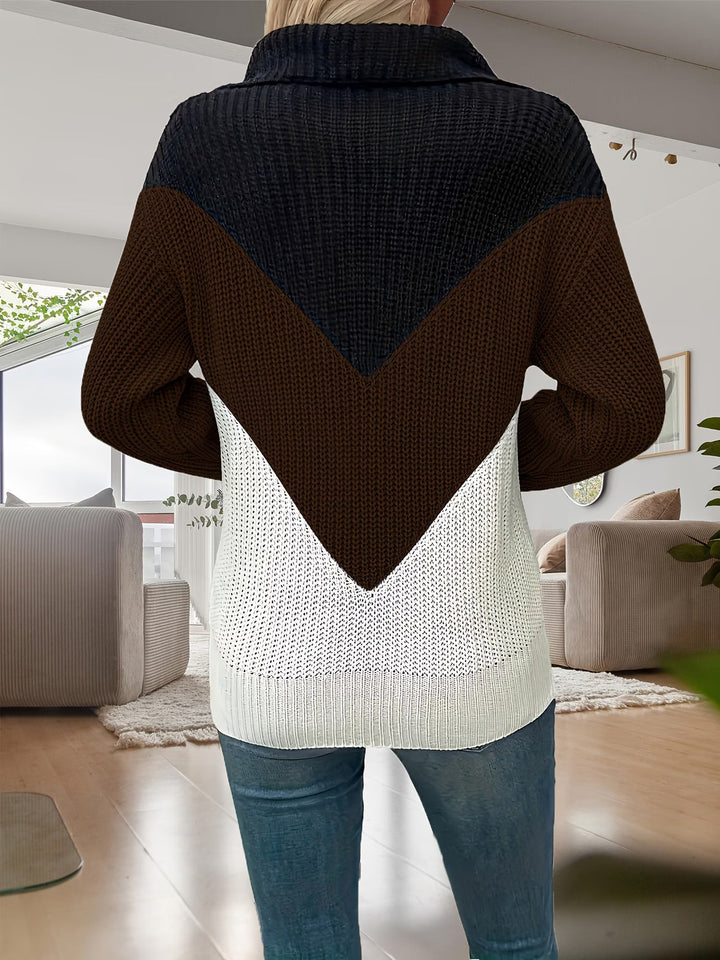 Fagina – Eleganter Strickpullover Mit Halbem Reißverschluss