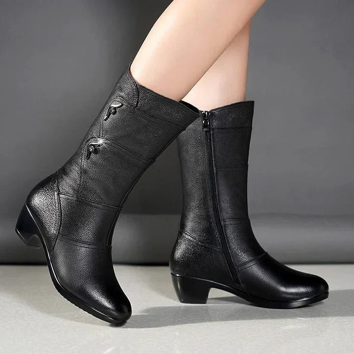 joania – Lederstiefel Mit Seitlichem Reißverschluss