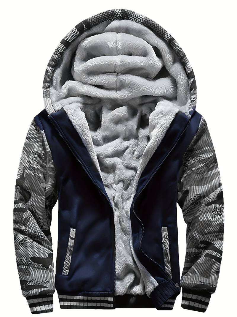 Oziel - Warme Fleece Jacke Mit Kapuze Und Reißverschluss