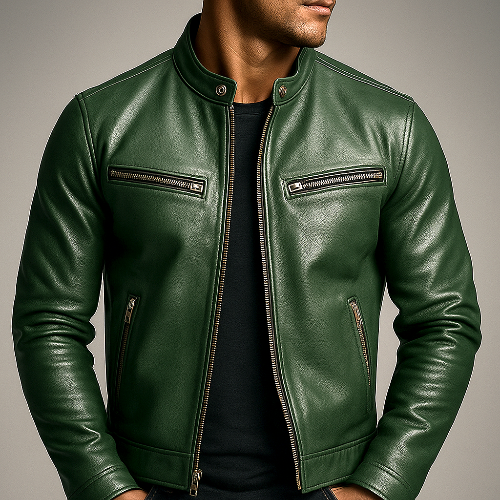 Jaromir – Vintage Leder Jacke Mit Reißverschluss