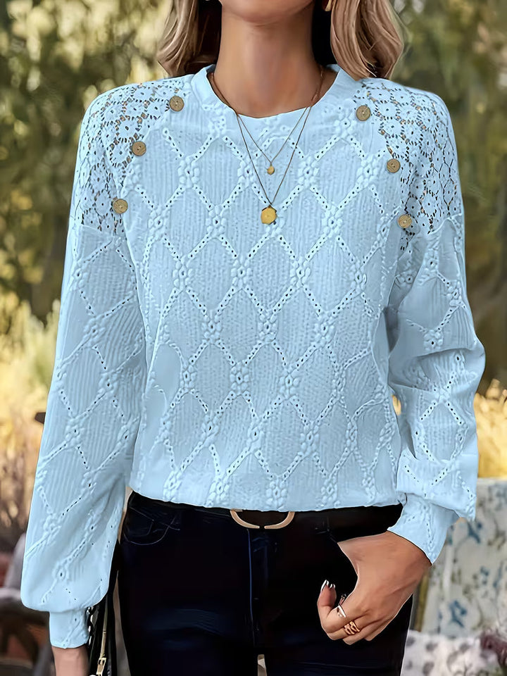 Meena – Grenzüberschreitende Bluse mit Rundhalsausschnitt