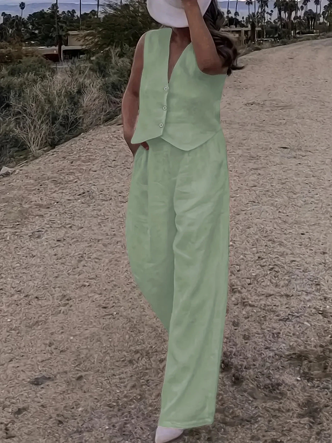 Jorja – Elegantes ärmelloses Zweiteiler Outfit-Set