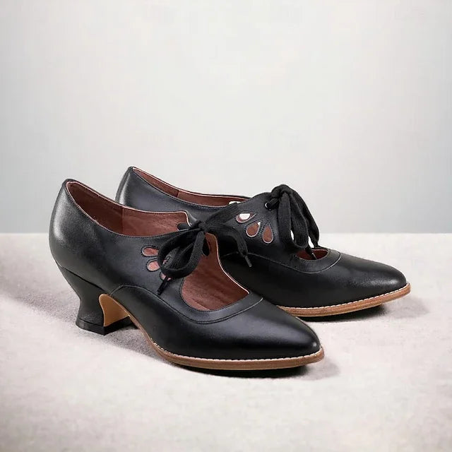 Zydrune - Vintage Leder Pumps Mit Hohem Absatz