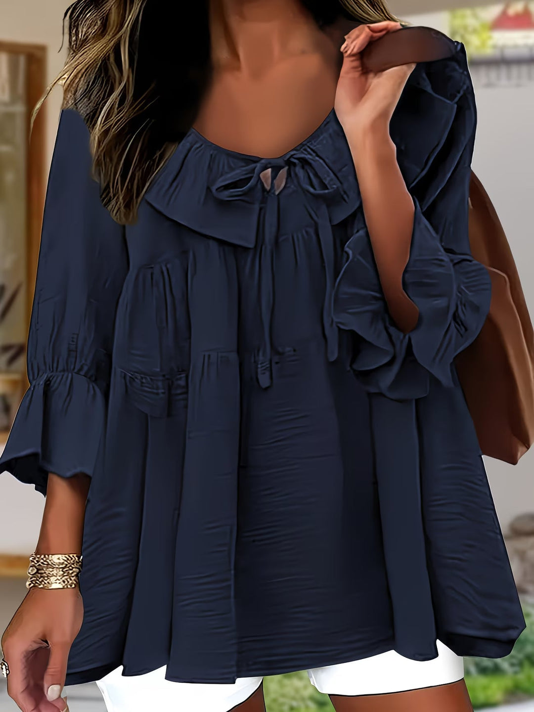 Garbine – Elegante Bluse Mit Rüschen Am Ausschnitt