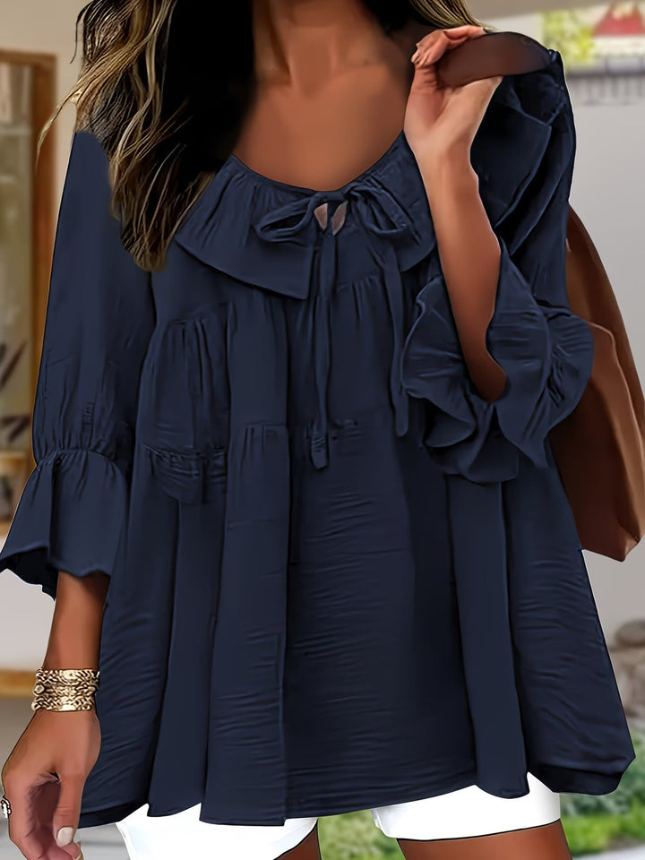 Garbine – Elegante Bluse Mit Rüschen Am Ausschnitt