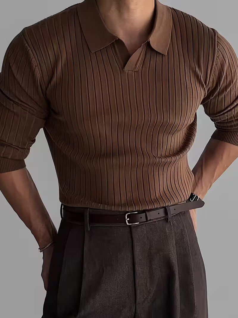 Kaeran – Eleganter Polo-Pullover Aus Geripptem Strick