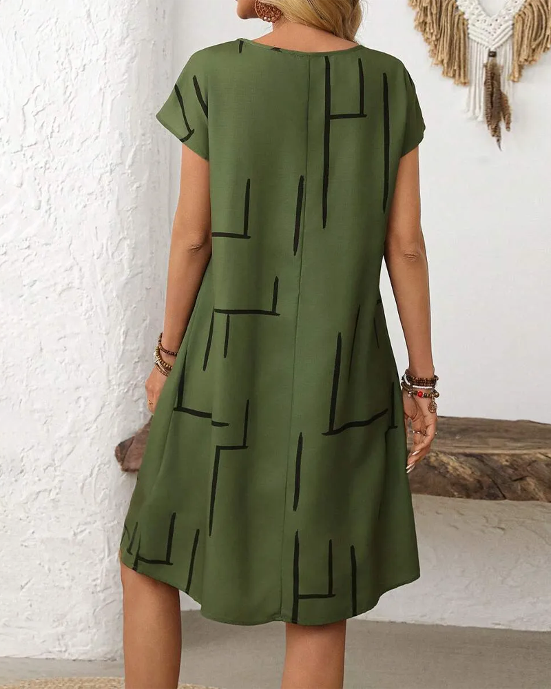 Ainee – Sommer Kleid Mit Rundhalsausschnitt Und Print