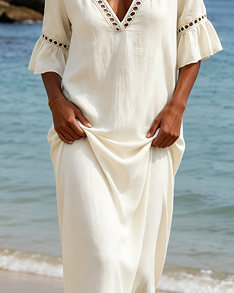 Nellina – Kleid Mit Tiefem V-Ausschnitt Und Rüschen