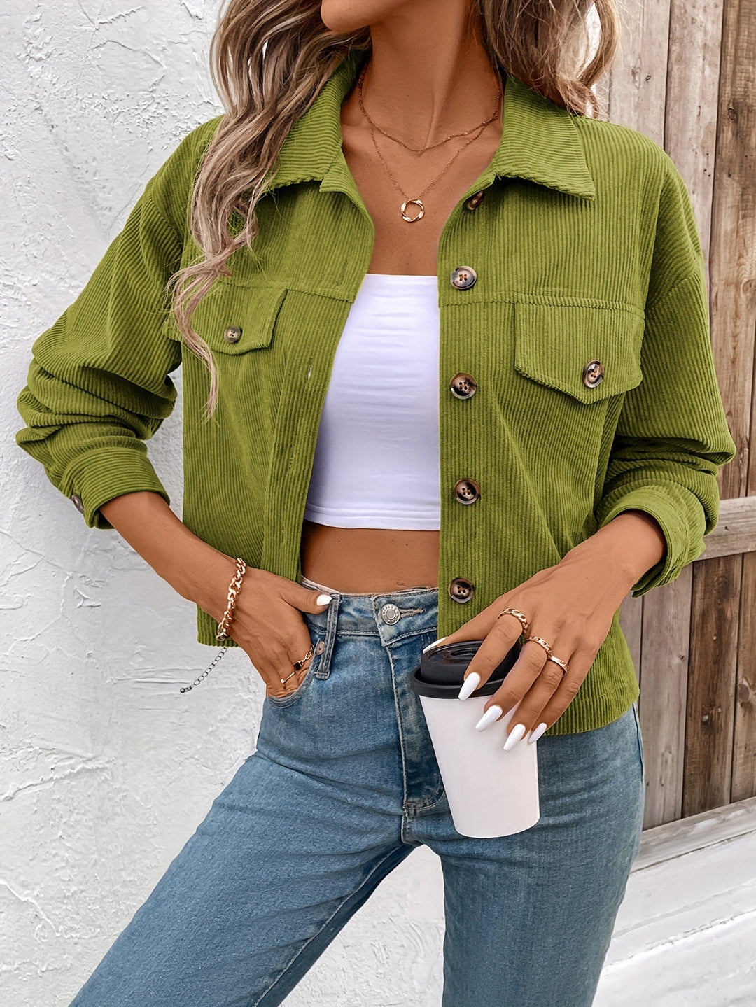 Nichola – Langärmelige Jacke Mit Knopfleiste
