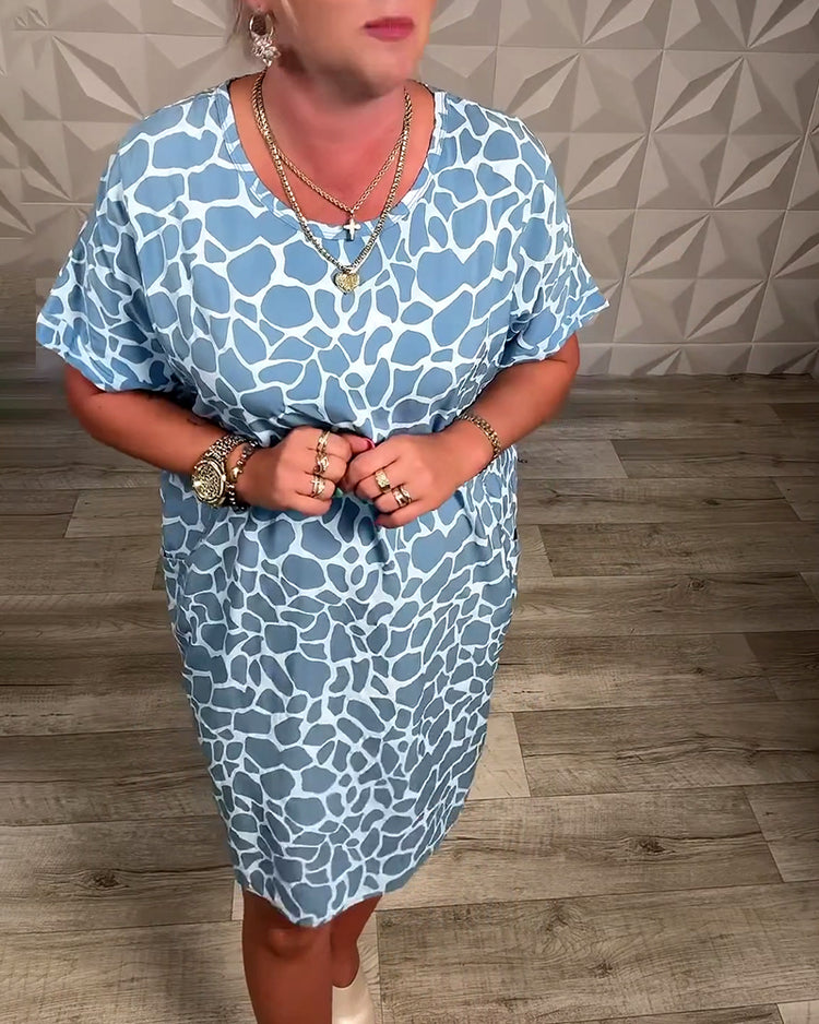 Salvinia - Lässiges Kleid Mit Rundhalsausschnitt Und Drucken