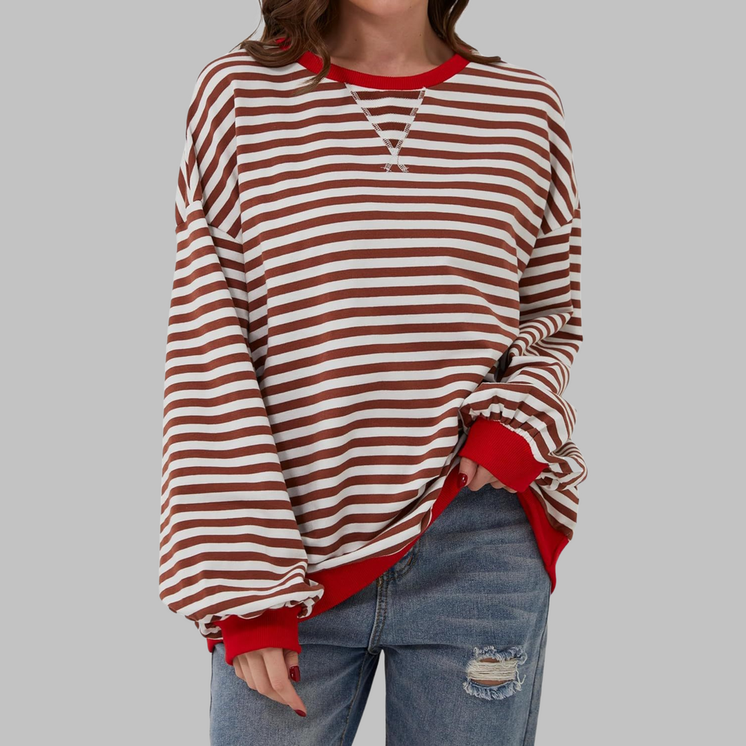 Melorna – Stilvoller Langärmeliger Gestreifter Pullover