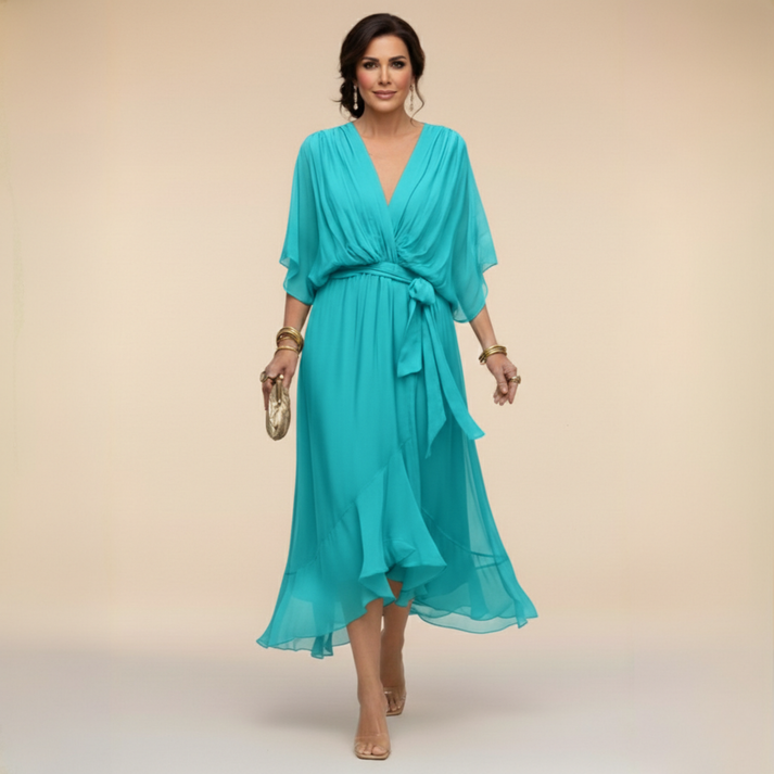 Harshani - Lappen Kleid Mit V-Ausschnitt