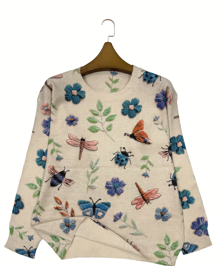 Lesa – Pullover Mit Blumen- Und Insektenmuster
