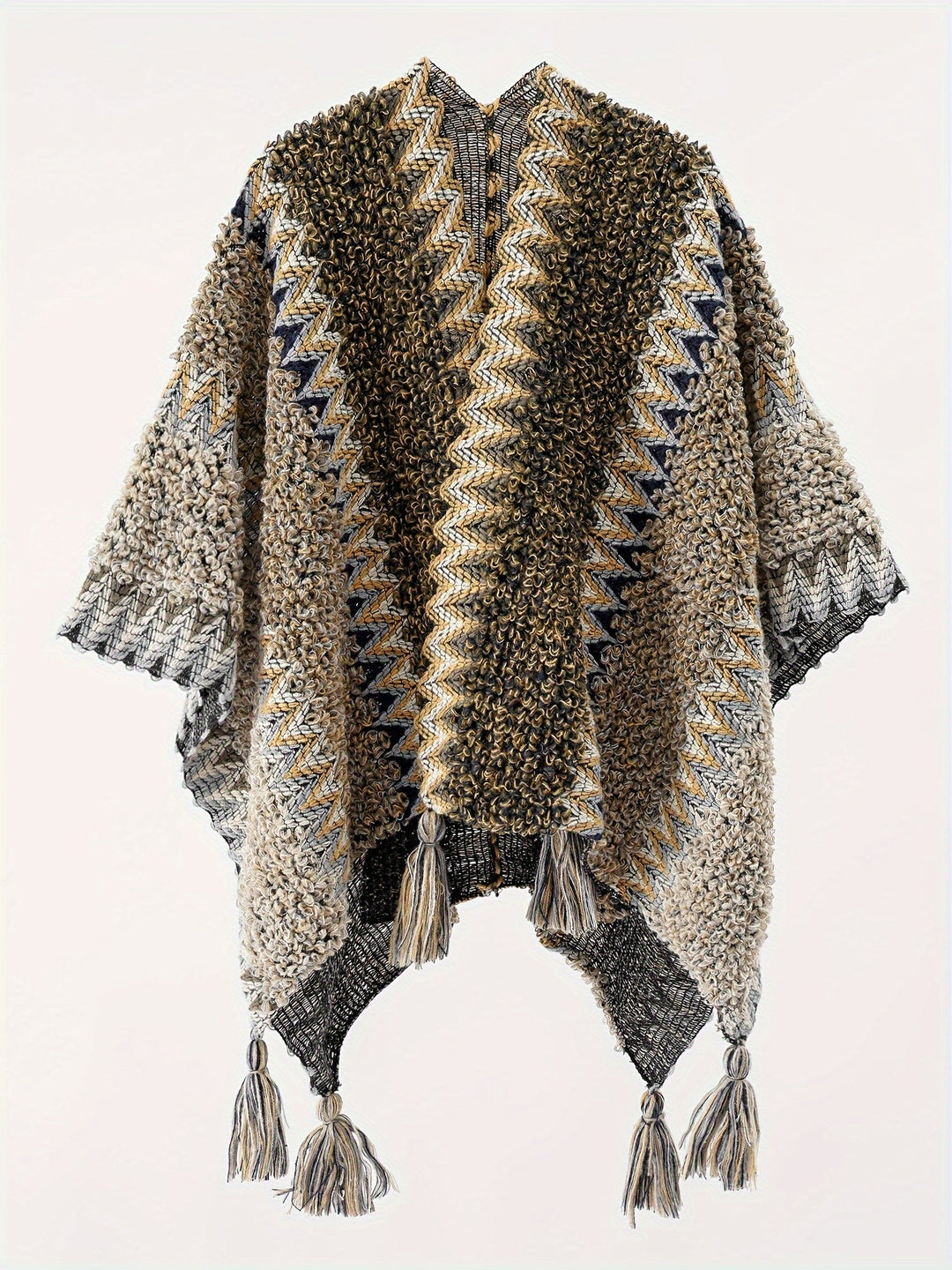 Briana - Decke Mit Quasten Und Streifenmuster Cape Reise Jacke