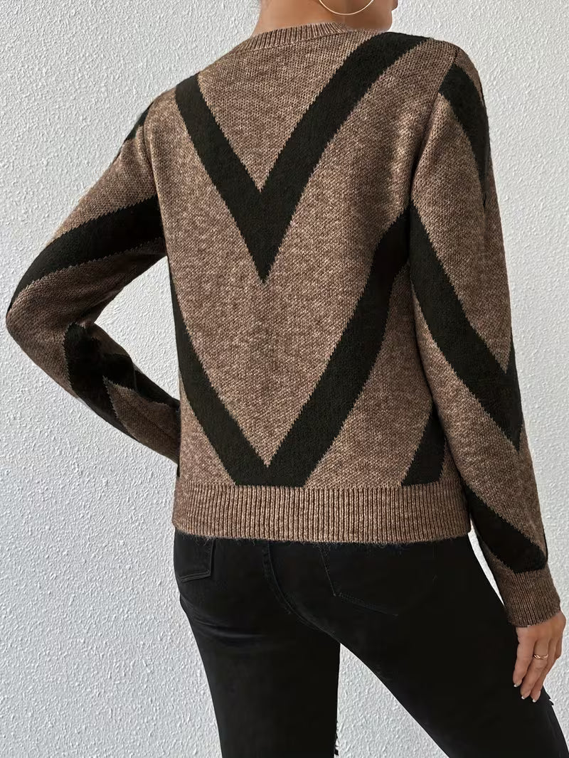 Minaza – Pullover Mit Rundhalsausschnitt Und Geometrischem Muster