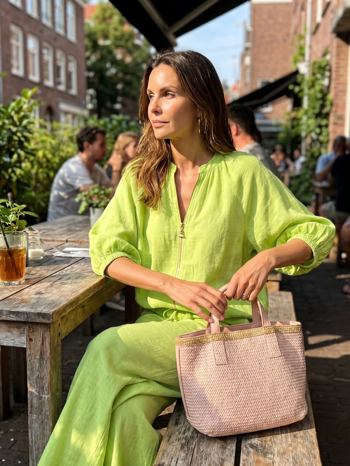 Sharina - Set Aus Bluse Mit Reißverschluss Und Hose Mit Weitem Bein