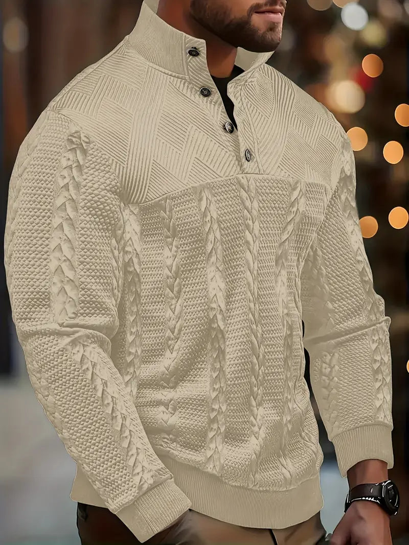 Dawson – Langärmeliger Henley Pullover Mit Streifenmuster