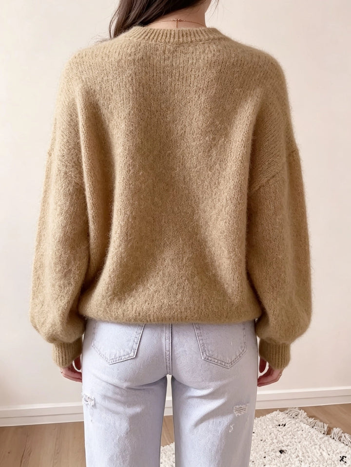 Margaretha – Strickpullover mit Rundhalsausschnitt und Ballonärmeln