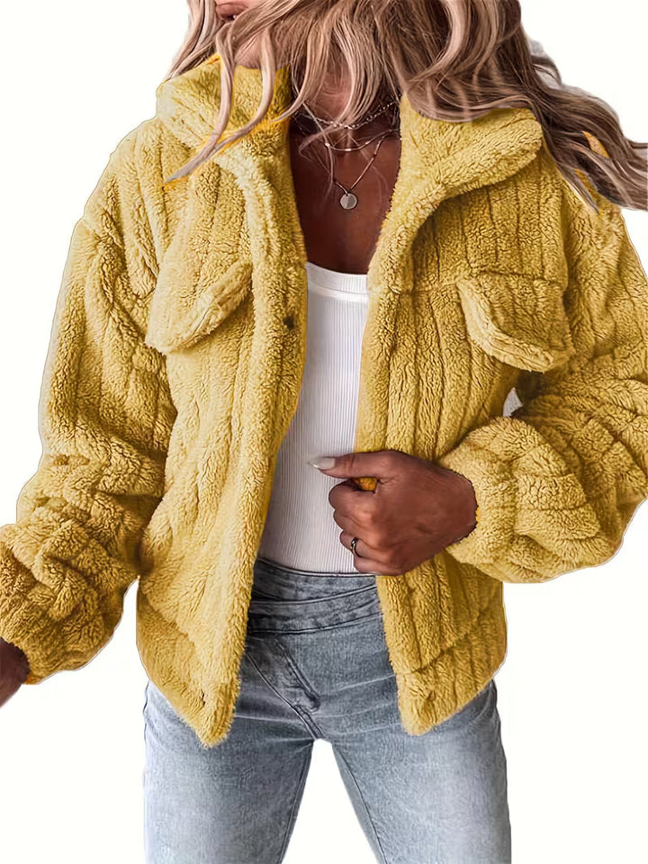 Libila – Kunstfell Jacke Mit Taschen