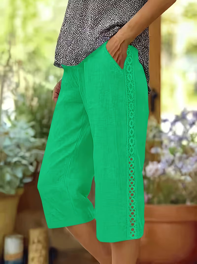 Arnisa - Bequeme Sommerhose Mit Seitlichen Spitzen Einsätzen