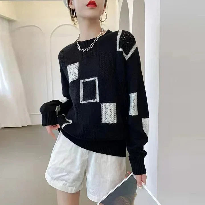Aniska – Strick Pullover Mit Blockmuster