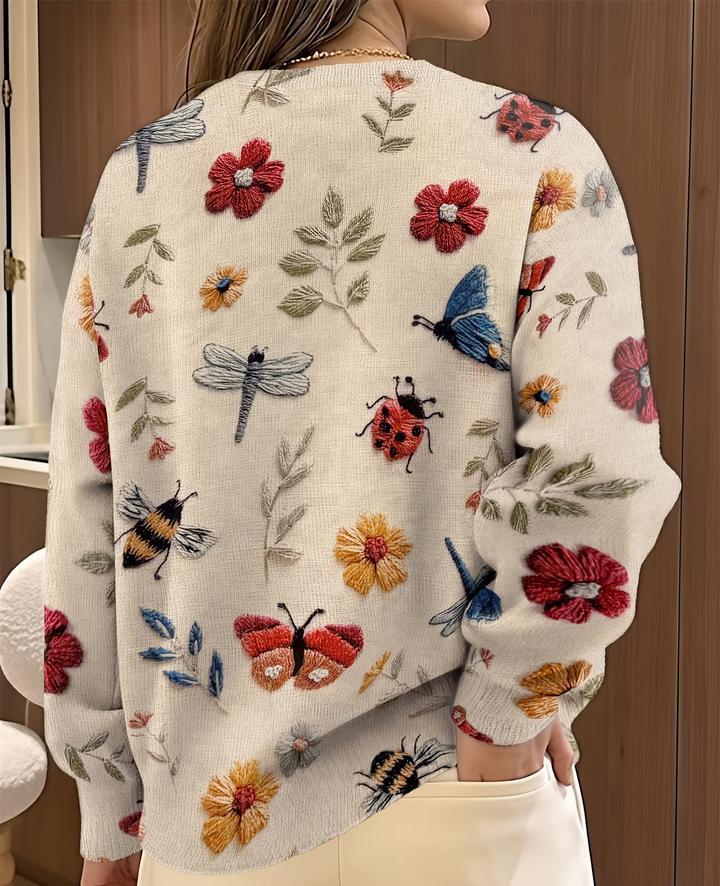 Lesa – Pullover Mit Blumen- Und Insektenmuster