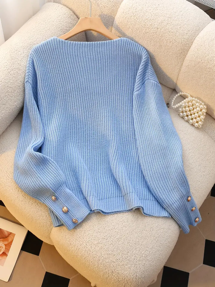 Carlotta – Eleganter Langärmelig Gerippt Pullover