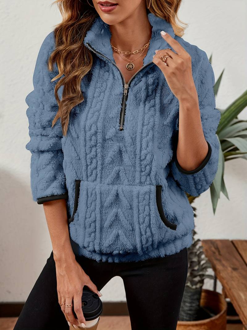 Naama - Halb Reißverschluss Pullover Mit Tasche