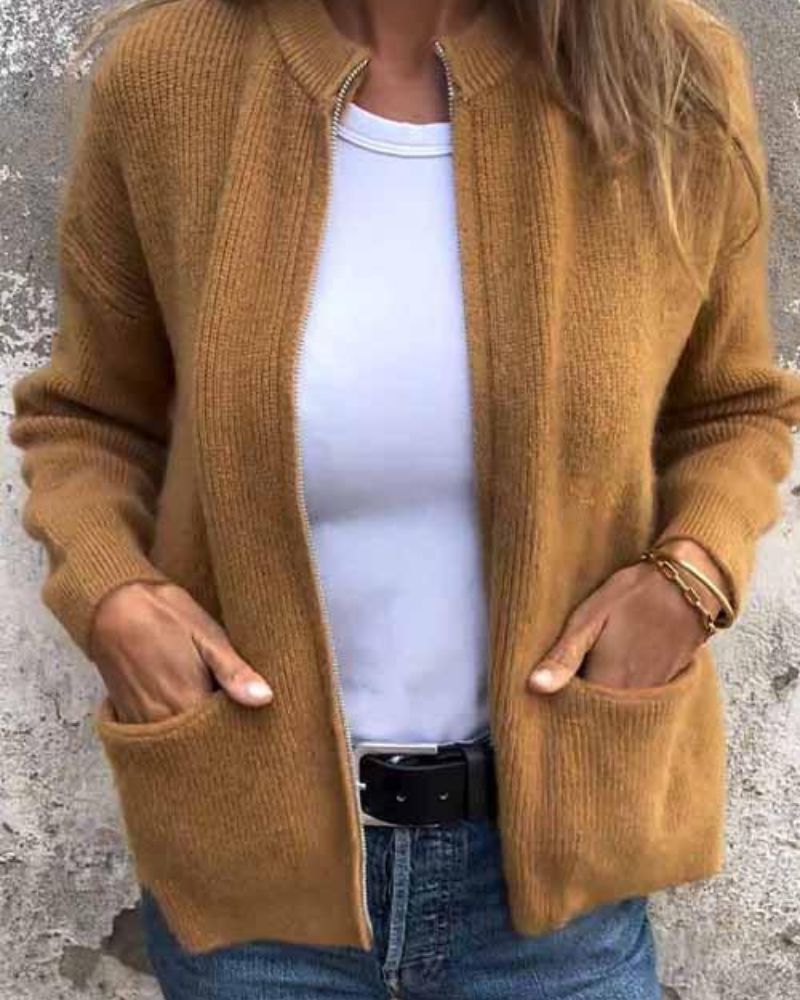 Marsha – Herbst Strickjacke Mit Reißverschluss