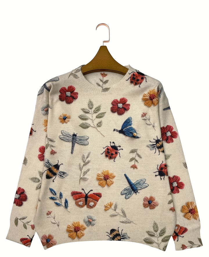 Lesa – Pullover Mit Blumen- Und Insektenmuster