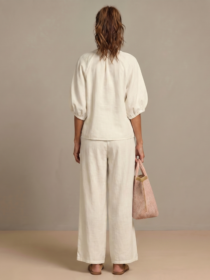 Sharina - Set Aus Bluse Mit Reißverschluss Und Hose Mit Weitem Bein