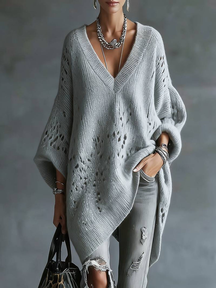 Bimashi - Locker Sitzender Pullover Mit Langen Ärmeln Und V-Ausschnitt