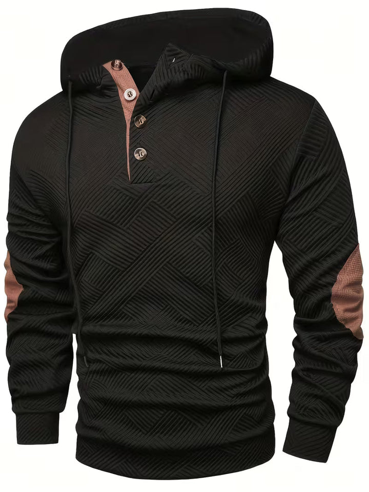 Alejandro – Strukturiertes Kapuzensweatshirt mit Kontrastfarbenen Ellbogenpatches